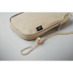 Pochette de voyage beige en textile avec fermeture zippée et cordon réglable, vue rapprochée du coin inférieur, sans personnalis Pochette de voyage beige en textile avec fermeture zippée et cordon réglable, vue rapprochée du coin inférieur, sans personnalis