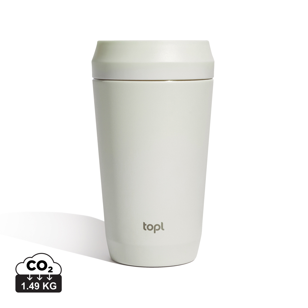 Mug publicitaire 350ml avec couvercle 360° recyclé Topl Blanc