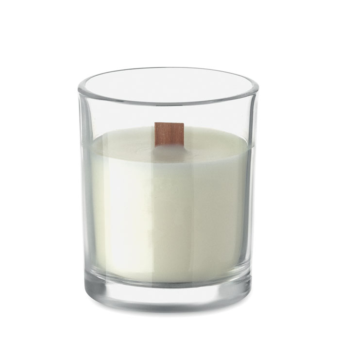 Bougie en cire végétale à personnaliser Kivas Wood Transparent