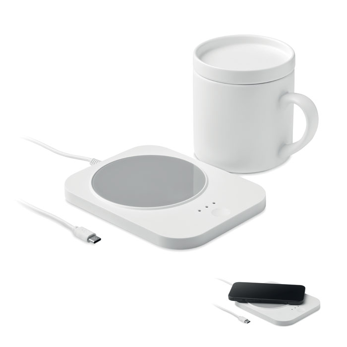 Chargeur chauffe-tasse à personnaliser Siroter Blanc