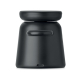 Station de charge noire vue de dos avec port USB-C et support arrondi pour accessoire.