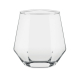 Verre transparent biseauté vide présenté de face.
