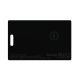 Carte noire rectangulaire vue de dos avec inscriptions techniques en bas de surface