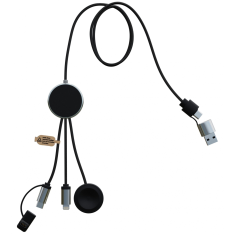 Câble noir avec module rond vu de face sans éclairage, sans marquage visible.