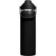 Bouteille isotherme noire 750 ml avec bouchon à vis noir et anse latérale.