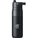 Bouteille noire 680 ml avec bouchon noir à anse intégrée et bouton lumineux sur le dessus, personnalisation visible sur la face 