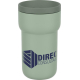 Mug de voyage Ellipse vert avec couvercle assorti, présenté de face, marquage visible sur la partie centrale.