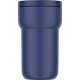 Mug de voyage Ellipse bleu uni avec couvercle assorti, présenté de face.