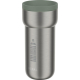 Mug isotherme Ellipse 375 ml finition inox brossé avec couvercle vert, présenté de face, marquage visible sur la partie centrale