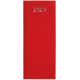 Agenda rigide rouge au format allongé vertical, marquage visible en haut de la couverture. Agenda rigide rouge au format allongé vertical, marquage visible en haut de la couverture.