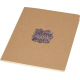 Cahier A5 kraft présenté de face avec marquage visible au centre de la couverture.