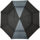 Parapluie de golf coupe-vent vu de dessus, toile noire avec structure interne apparente.