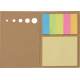 Bloc-notes autocollant kraft ouvert à plat avec carnet de notes jaunes et onglets colorés.