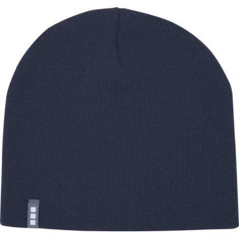 Bonnet bleu marine en maille présenté de face.