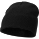 Bonnet noir en maille présenté de trois quarts.