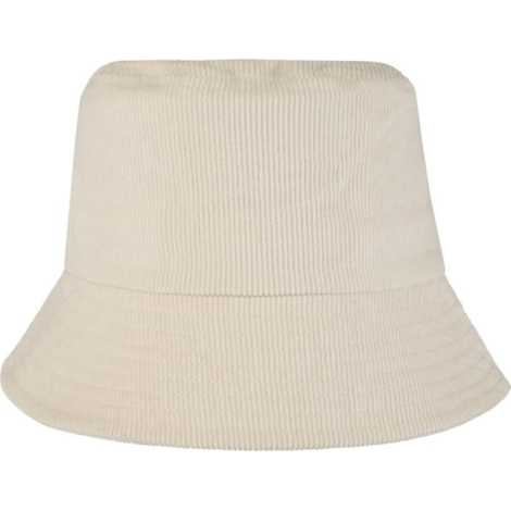 Chapeau bob en velours côtelé beige présenté de face.
