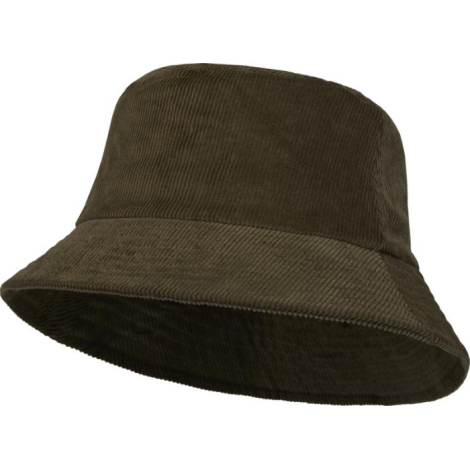 Chapeau bob en velours côtelé marron présenté de trois quarts.