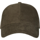 Casquette 6 panneaux en velours côtelé marron présentée de face.