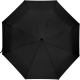Parapluie noir ouvert vu du dessus, forme octogonale, sans marquage visible.
