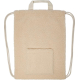 Vue arrière du sac beige montrant les cordons et la poignée supérieure, sans marquage visible.