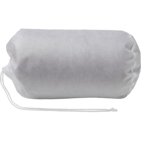 Housse cylindrique blanche avec cordon contenant la couverture, sans marquage.
