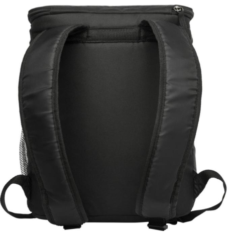 Vue arrière du sac noir montrant les bretelles rembourrées et le panneau dorsal, sans personnalisation.