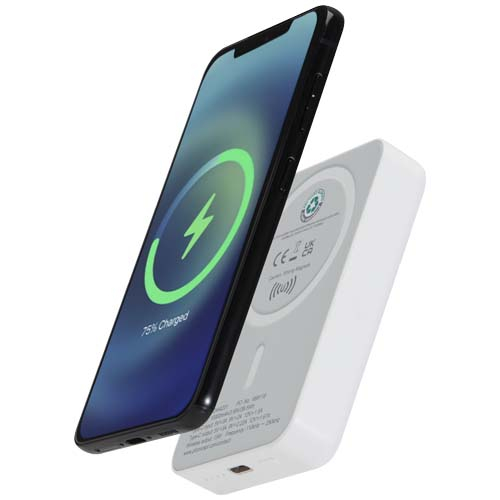Batterie externe publicitaire 10 000 mAh recyclée Acrab Blanc