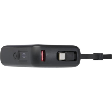Vue latérale de la batterie noire montrant les ports USB et l’écran numérique, sans personnalisation visible.