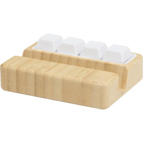 Support de téléphone vu de côté, présentant quatre touches blanches intégrées sur la partie supérieure, sans marquage visible.