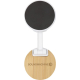 Support de téléphone magnétique blanc avec base en bambou et bras pliable reliant le panneau magnétique, marquage visible sur la