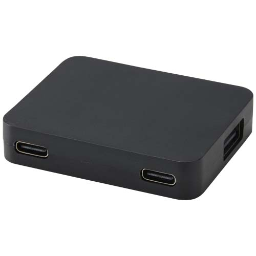 Hub USB 4 ports publicitaire recyclé Gaia Noir
