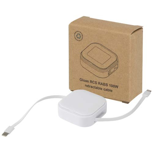 Câble rétractable 5 en 1 à personnaliser Gloas Blanc