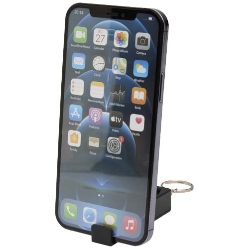 Support de téléphone publicitaire avec fidget recyclé Aggia Noir