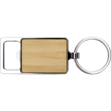 Porte-clés en bambou vu de dessus, face avant sans marquage apparent.