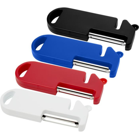 Ensemble d’outils de cuisine présentés en plusieurs coloris : noir, bleu, rouge et blanc, sans personnalisation visible.