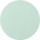 Miroir rond vert vu de dos, surface unie avec repère circulaire discret en haut, sans marquage apparent.