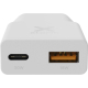 Vue de face d’un chargeur secteur Xtorm Go2 SlimLine montrant clairement les deux ports de sortie USB, sans marquage.