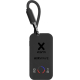 Adaptateur audio sans fil Xtorm AirWave noir photographié de face, câble court et prise jack intégrée, voyants lumineux visibles