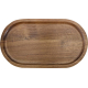Plateau ovale en bois d’acacia, vu du dessus, avec rebord intérieur creusé. Aucune personnalisation visible. Plateau ovale en bois d’acacia, vu du dessus, avec rebord intérieur creusé. Aucune personnalisation visible.