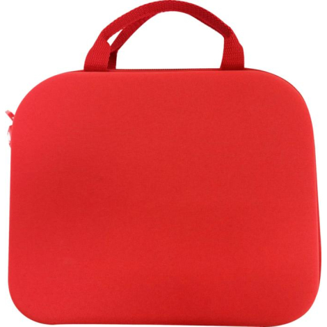 Trousse de premiers secours rouge, vue de dos. Aucune personnalisation visible.