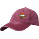 Casquette à six panneaux en coton lavé de couleur bordeaux, avec œillets d’aération et visière courbée. Marquage visible sur la  Casquette à six panneaux en coton lavé de couleur bordeaux, avec œillets d’aération et visière courbée. Marquage visible sur la