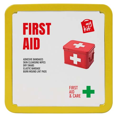 Kit de premiers secours promotionnel en métal Mykit Jaune