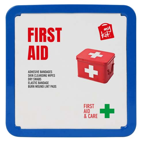 Kit de premiers secours promotionnel en métal Mykit Bleu