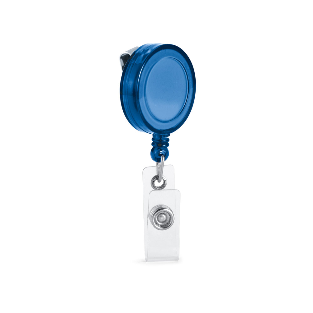 Porte-badge extensible personnalisable avec clip métal Bleu