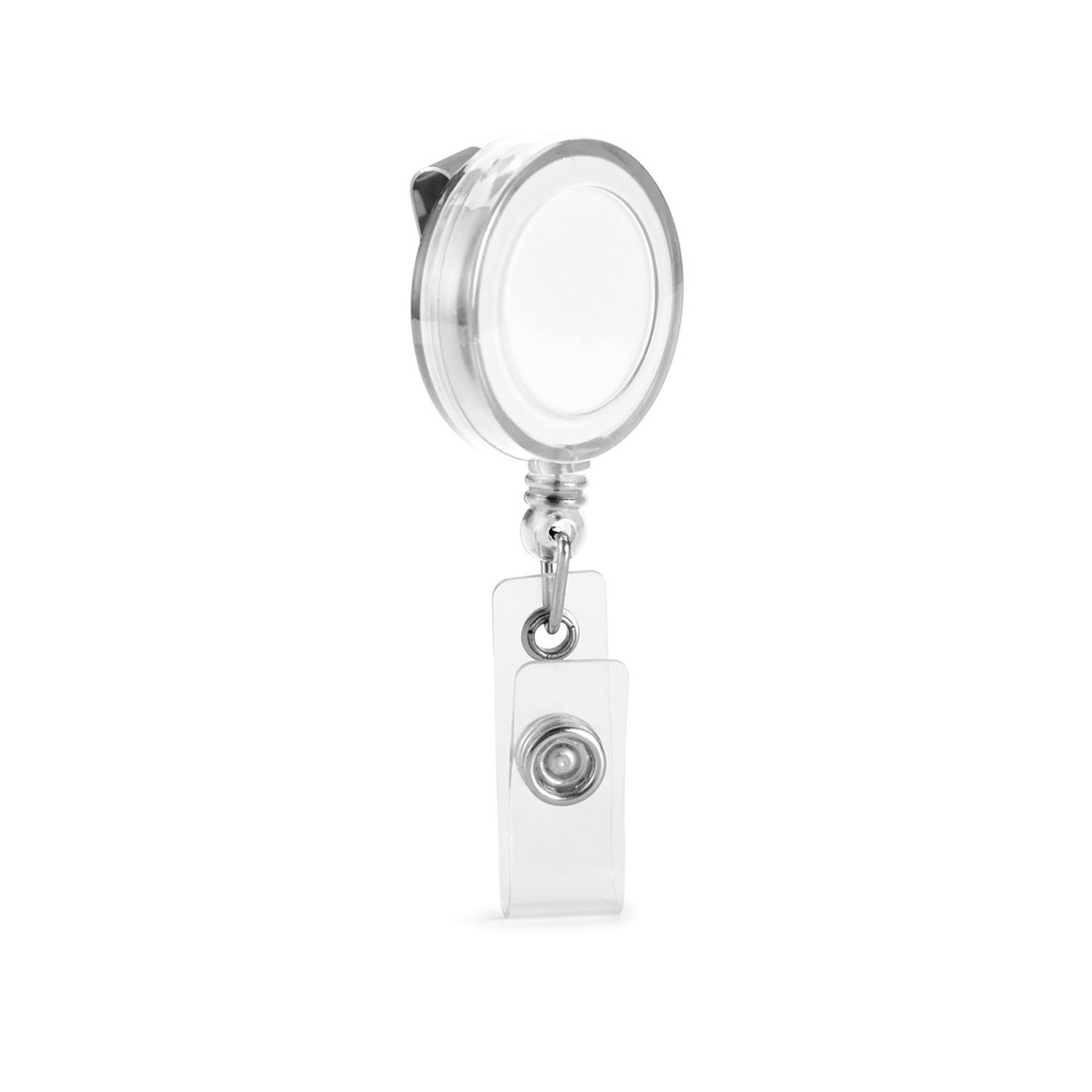 Porte-badge extensible personnalisable avec clip métal Blanc