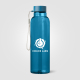 Bouteille bleue simple paroi, marquage visible à l’avant. Bouteille bleue simple paroi, marquage visible à l’avant.