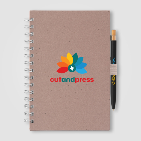 Carnet A5 à spirales gris chaud, marquage visible sur la couverture. Carnet A5 à spirales gris chaud, marquage visible sur la couverture.