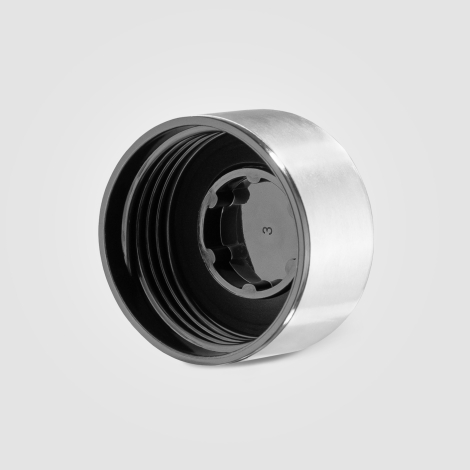 Zoom sur l’intérieur du bouchon en acier inoxydable.