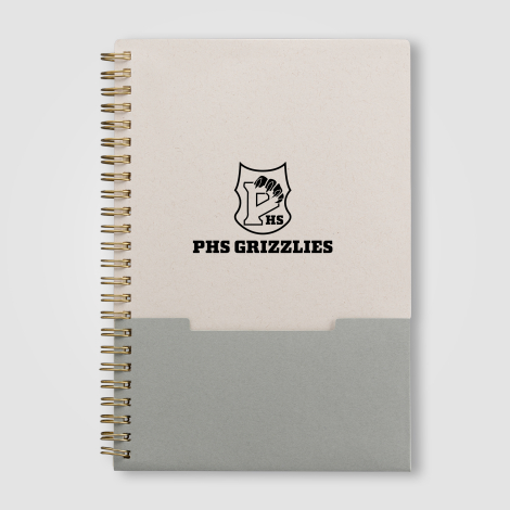 Carnet A5 gris avec marquage 1 couleur sur la couverture. Carnet A5 gris avec marquage 1 couleur sur la couverture.