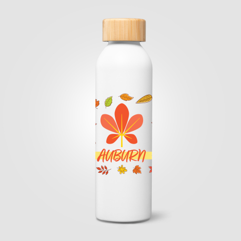 Gourde blanche avec marquage quadri tout autour du corps. Gourde blanche avec marquage quadri tout autour du corps.